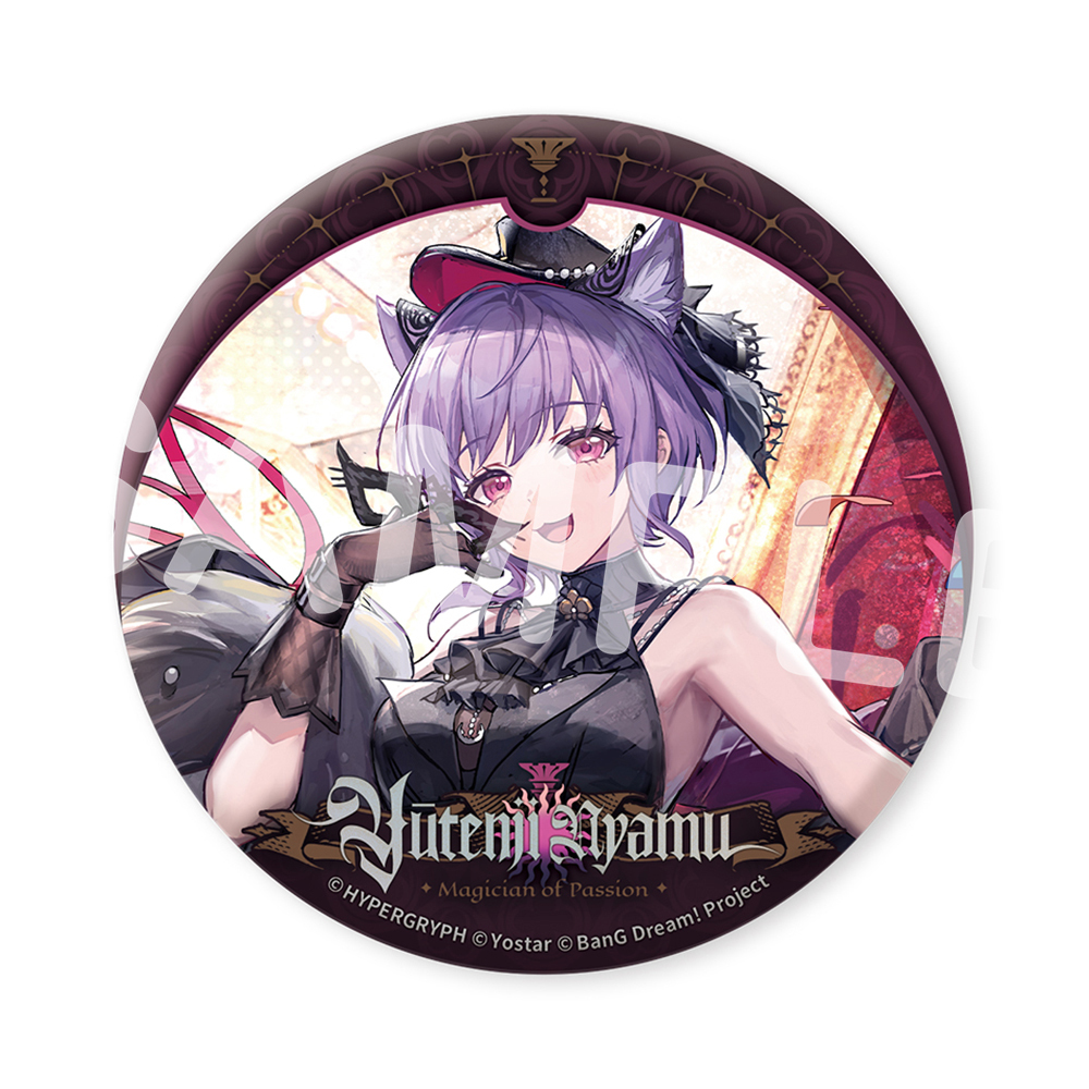 アークナイツ × BanG Dream! Ave Mujica ホロ箔押し缶バッジ 祐天寺にゃむ（情熱の魔術師VER.）