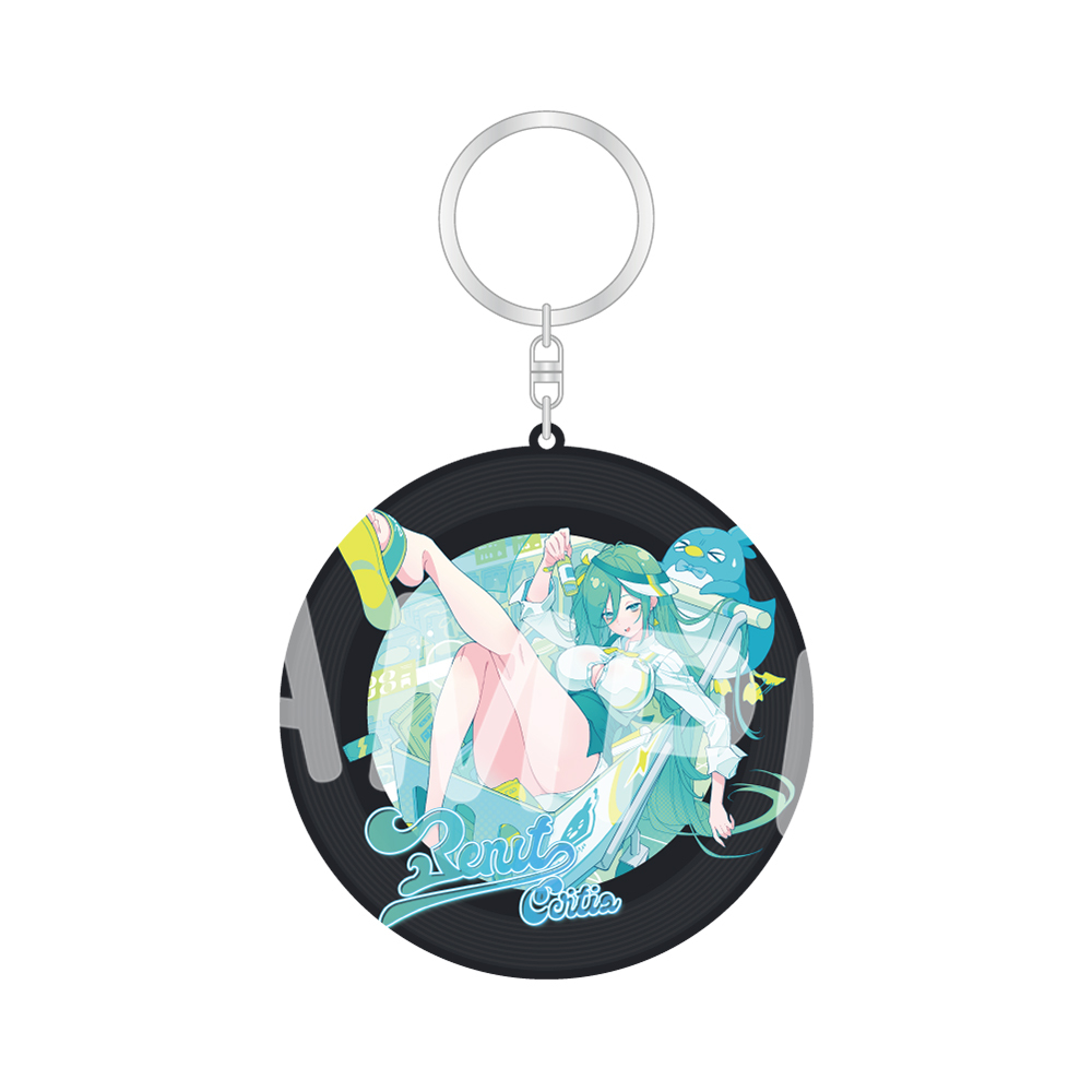 レコード風アクリルキーホルダー 004.休日の泡